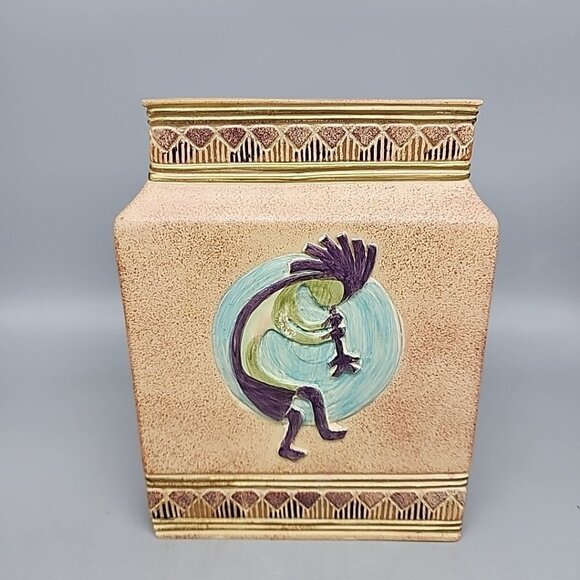 Kokopelli Vohann California Resin Square Tissue Box Holder Southwestern - Picture 1 of 4